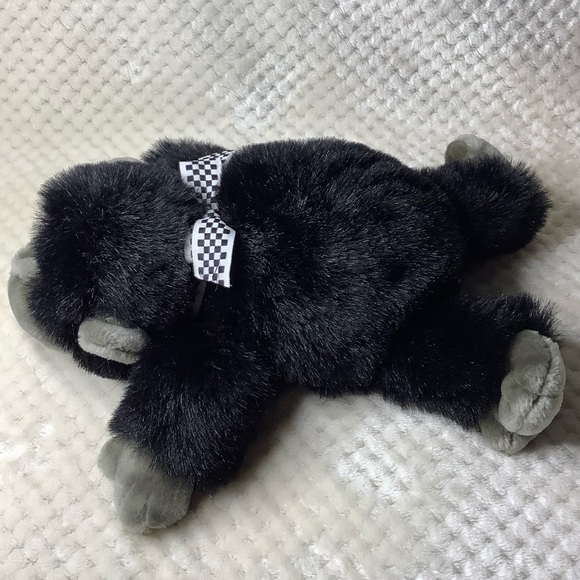 Animal Adventure Inc Plush Black Grey Gorilla with Checkered Bow Stuffed Animal - Picture 4 of 15